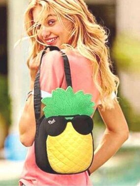 NEW Victoria's Secret PINK Pineapple Beach Cooler Bag Tote Shoulder Lunch Picnic